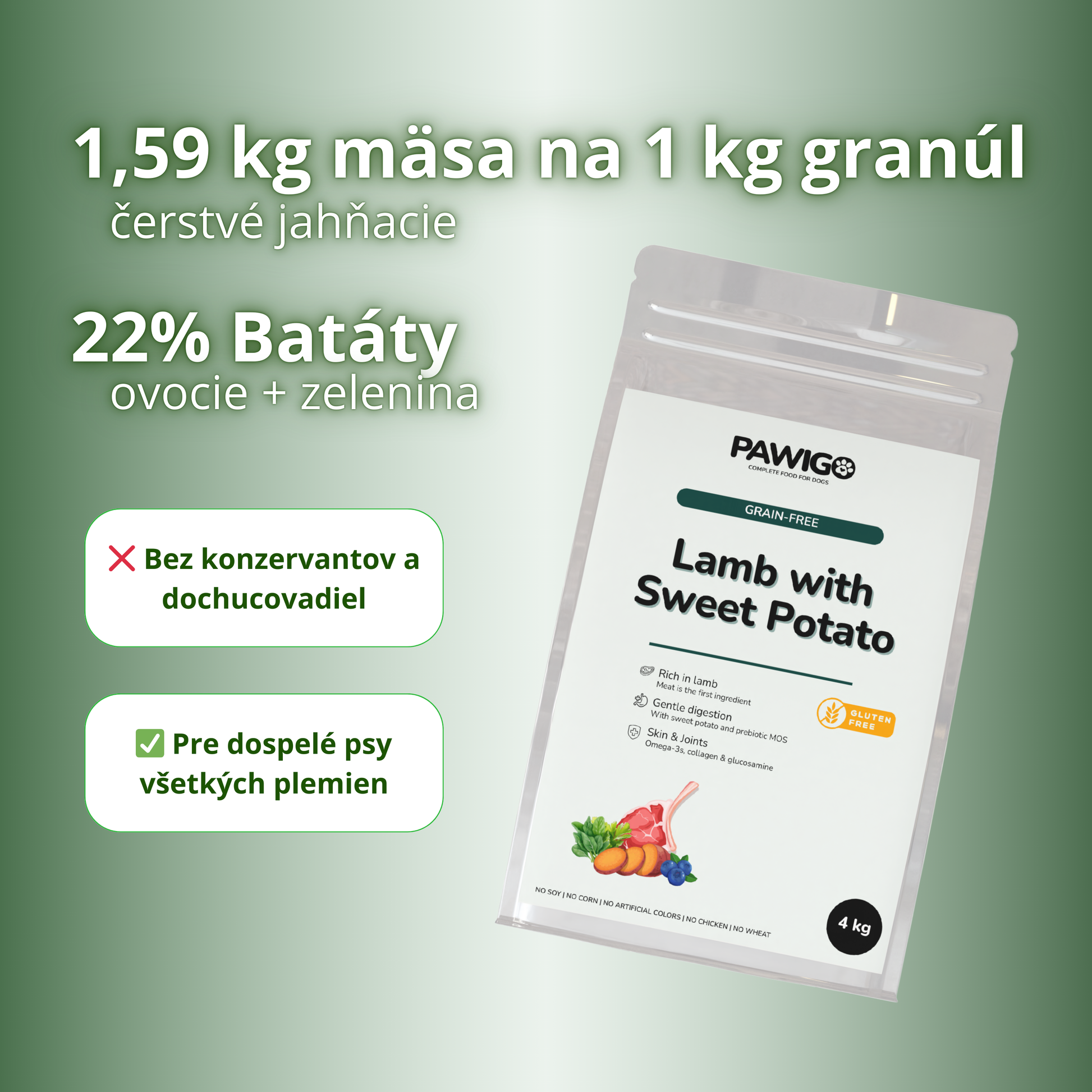 Hypoalergénne granule Jahňacie s batátmi