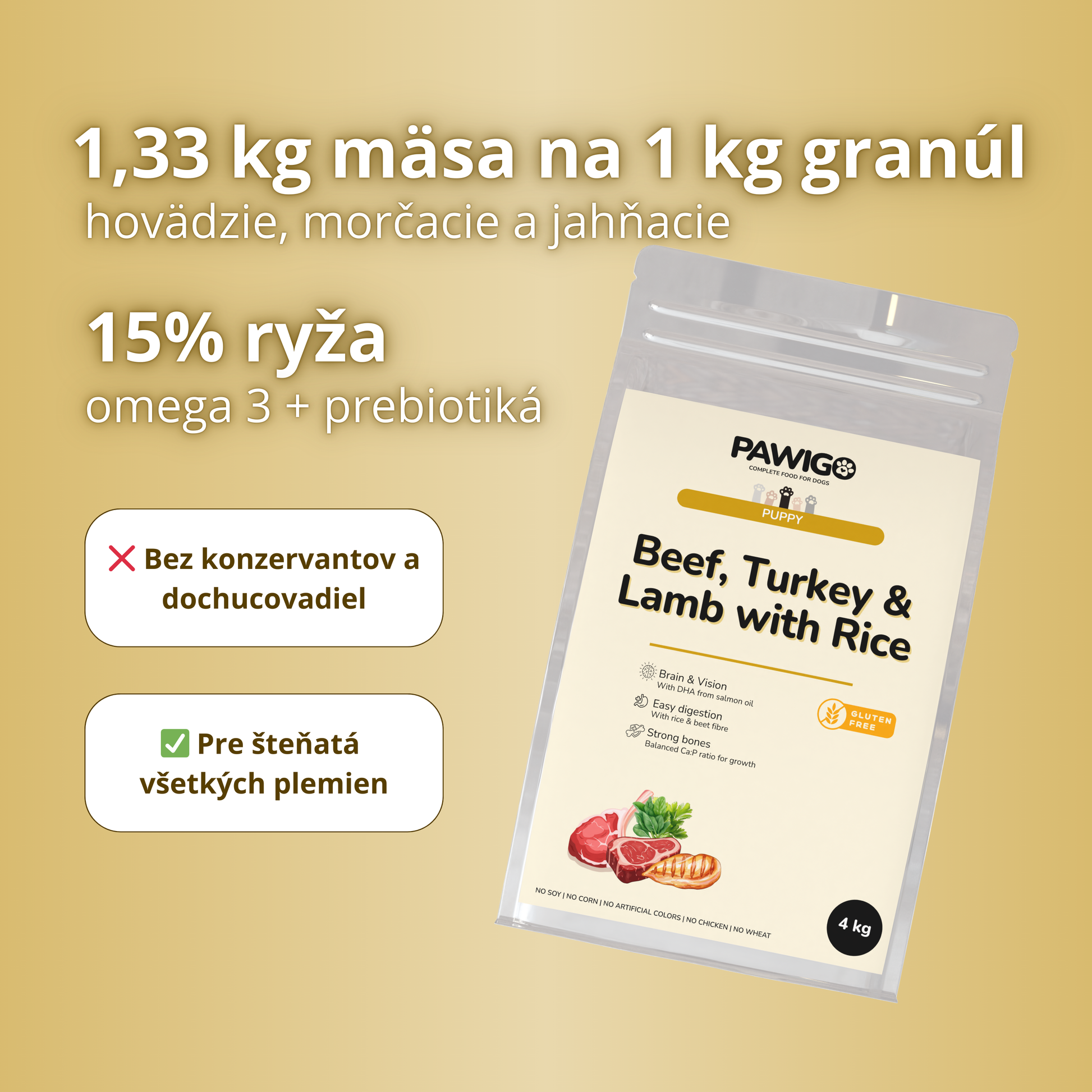 Hovädzie, morčacie & jahňacie pre šteniatka