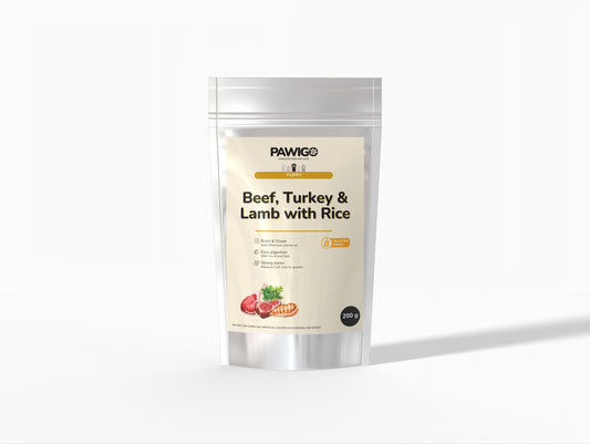 VZORKA Hovädzie, morčacie & jahňacie pre šteniatka